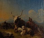Shepherd with animals in the countryside Eugne Joseph Verboeckhoven